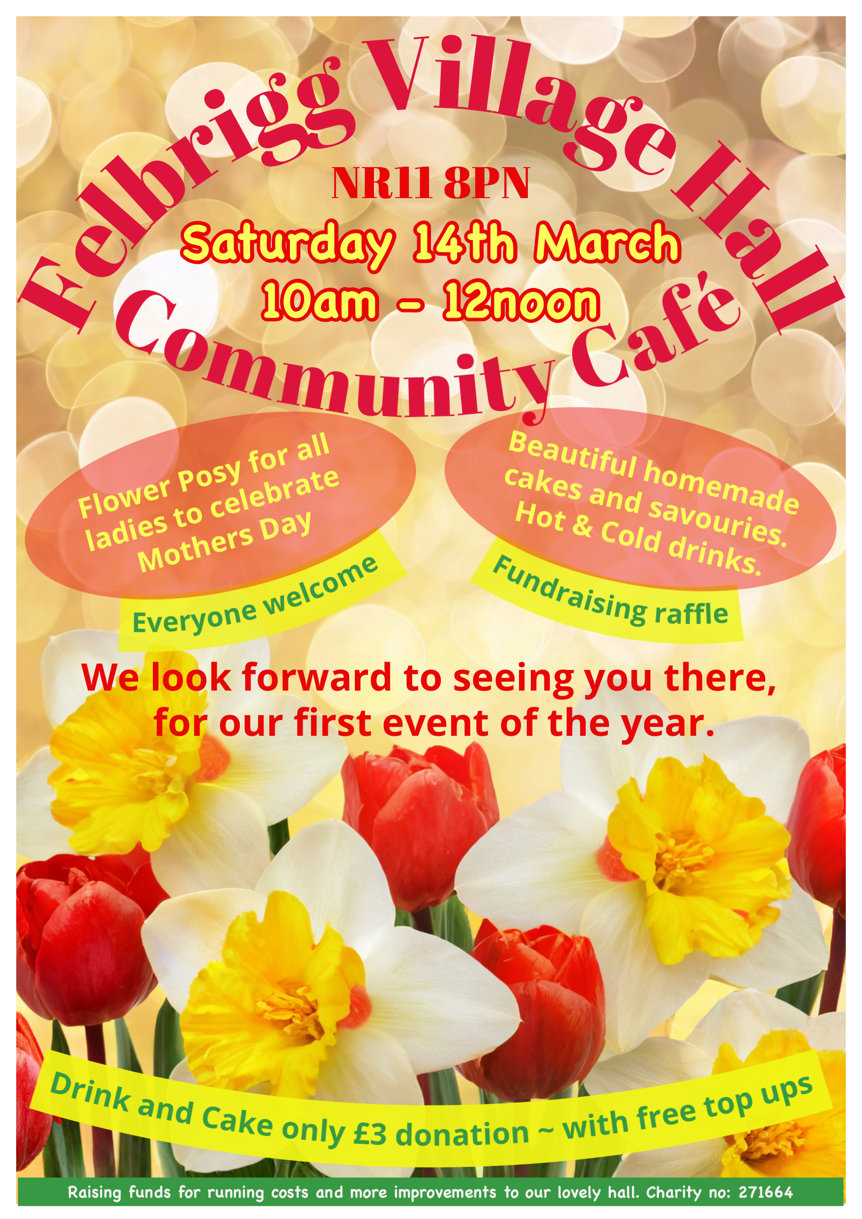 Come along to our Community Café this Saturday 14th March 10am – 12 Noon.